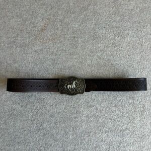 Brown and Silver Belt with Circular Buckle